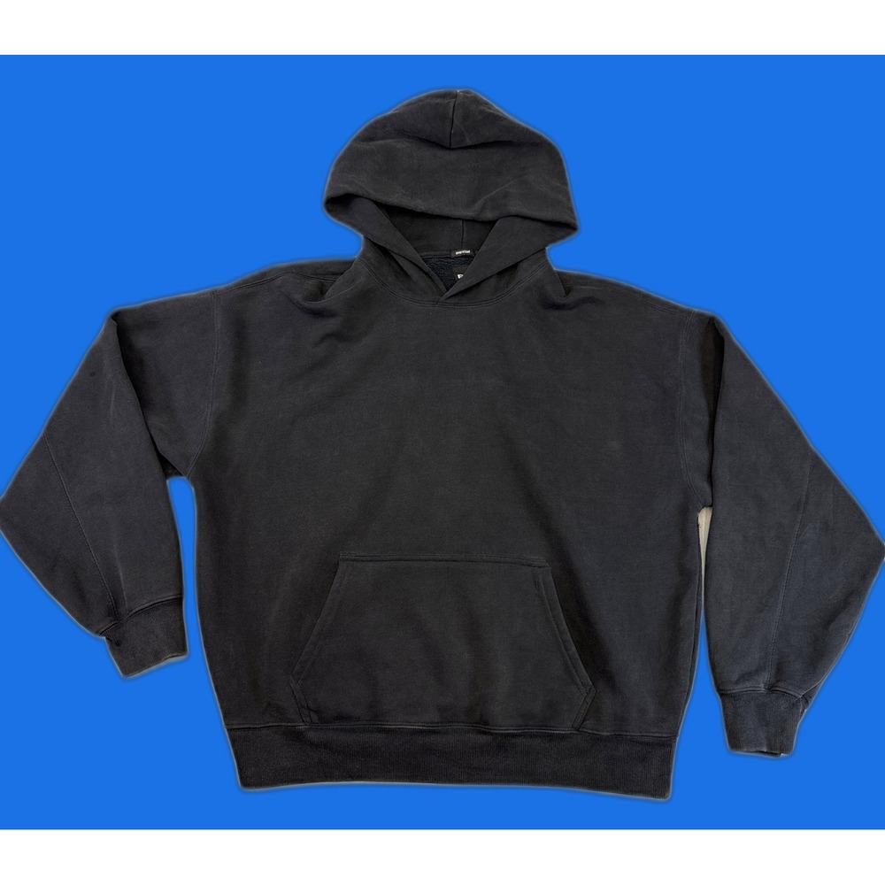 RSQ Pullover Hoodie Large Black Fleece Unisex Regular Fit Long Sleeve Kangaroo